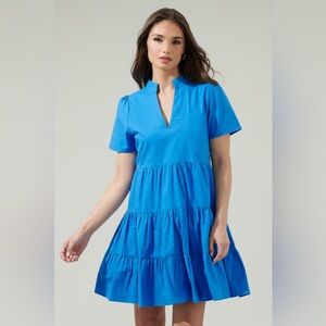 Sugarlips  Cobalt Blue Tiered Cotton Dress Small NWT Boutique‎